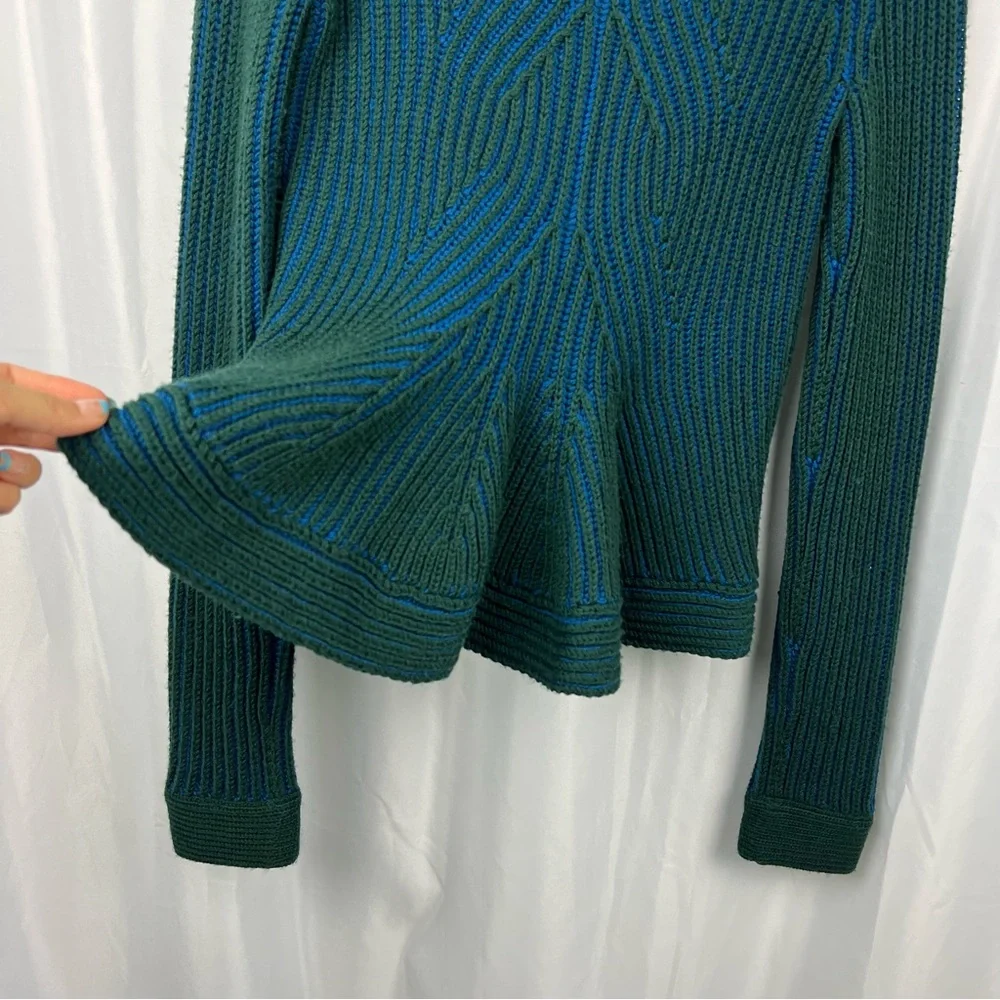 RACHEL ROY Green Blue Chunky Peplum Back Cardigan - Picture 7 of 13